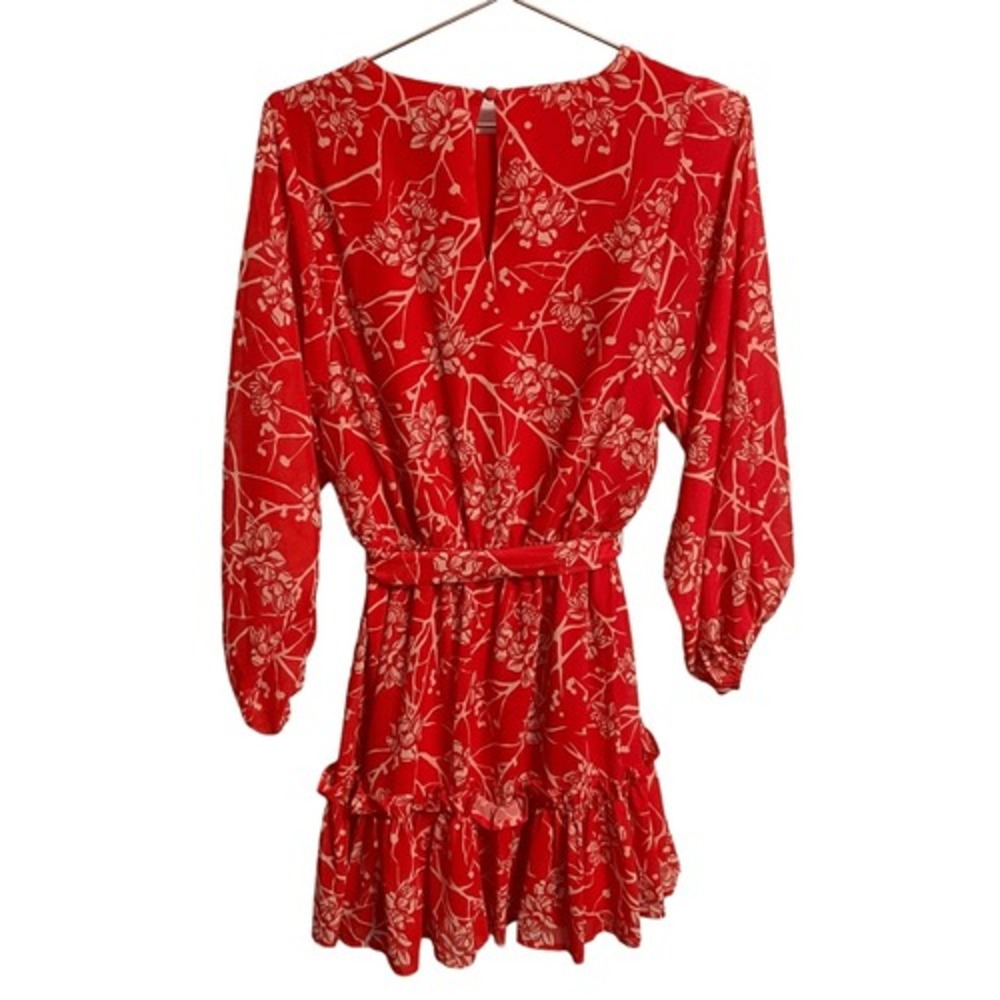 Flying Tomato Red Floral Long Sleeve Mini Dress AD1753-TJ Small - Picture 5 of 9